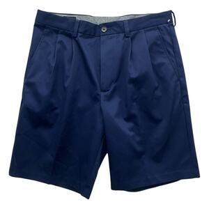 Nordstrom Men's Shop Classics Shorts Men 35W Navy Pleated SmartCare Cotton Chino